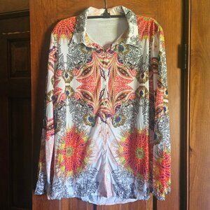 Pleats Collection Blouse, Gorgeous Print, Sz L
